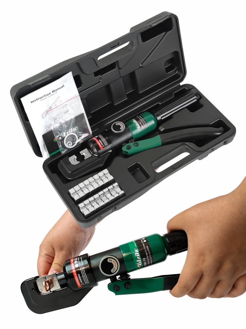 UTZIKO Hydraulic Cable Lug Crimper 10 US TON 12 AWG to 00 (2/0) Electrical Terminal Cable Wire Tool Kit with 9 Die (12awg~00awg Crimping Tool) - Image 1